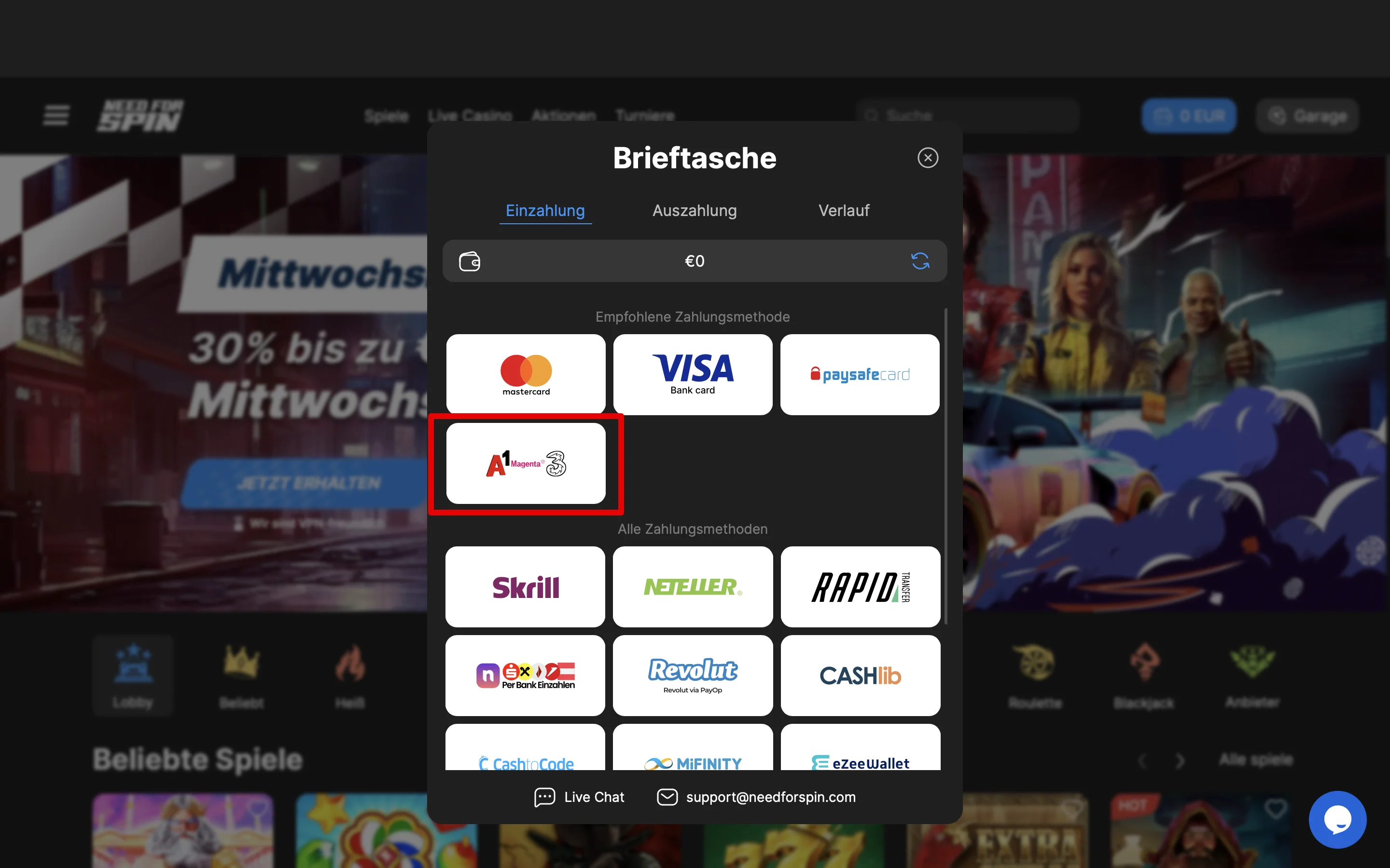 Need for Spin Casino mit Handyrechnung